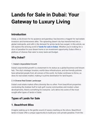 Lands for Sale in Dubai_ Your Gateway to Luxury Living