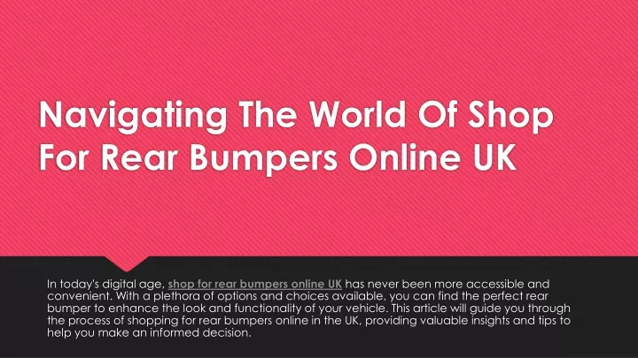 navigating the world of shop for rear bumpers online uk