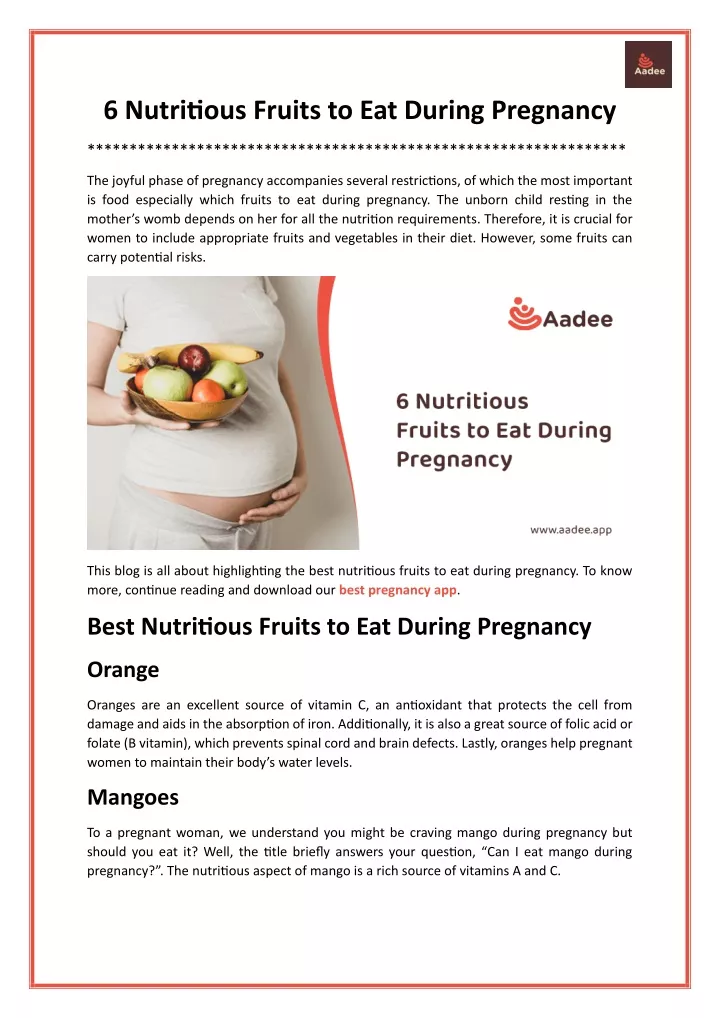 6 nutritious fruits to eat during pregnancy