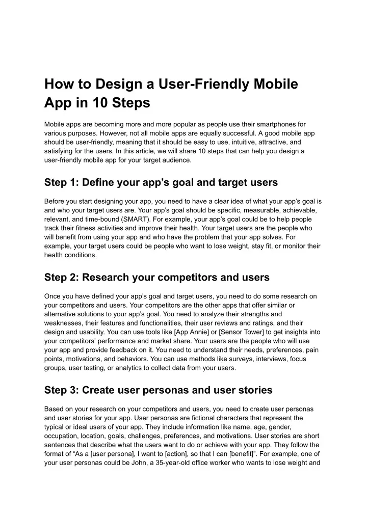 how to design a user friendly mobile