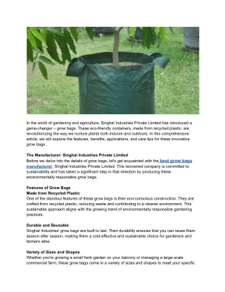 Grow Bags_ The Sustainable Solution for Plant Growth