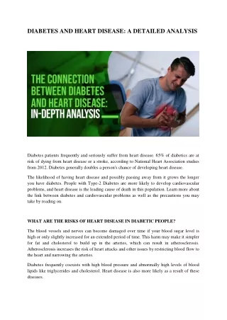 DIABETES AND HEART DISEASE A DETAILED ANALYSIS