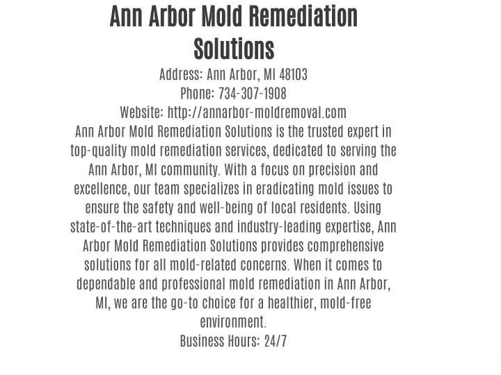 ann arbor mold remediation solutions address