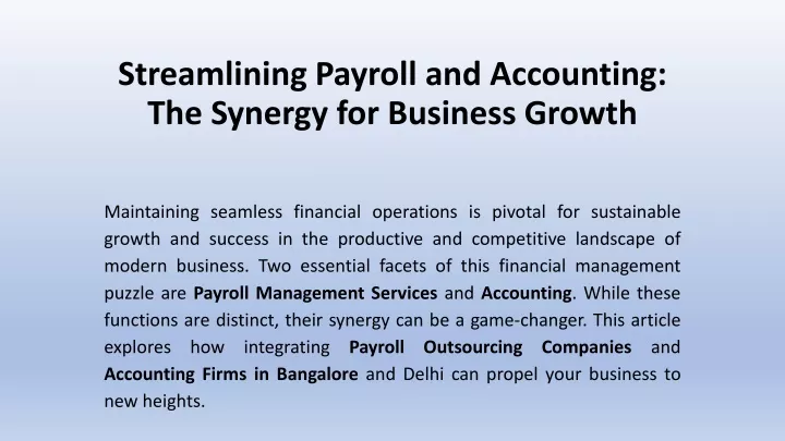 streamlining payroll and accounting the synergy for business growth