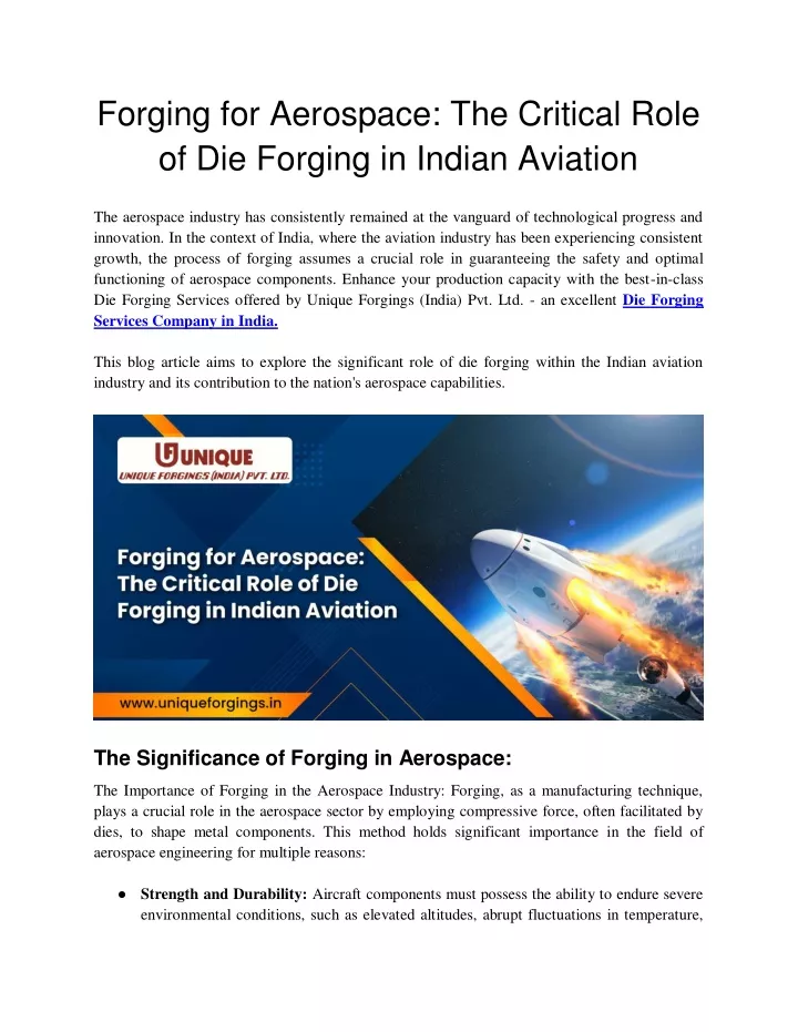 forging for aerospace the critical role