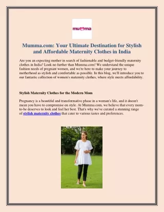 Mumma Your Ultimate Destination for Stylish and Affordable Maternity Clothes in India (1)