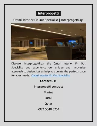 Qatari Interior Fit Out Specialist | Interprogetti.qa