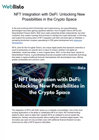 NFT Integration with DeFi_ Unlocking New Possibilities in the Crypto Space