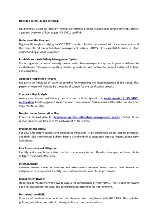 how do i get iso 37001 certified obtaining