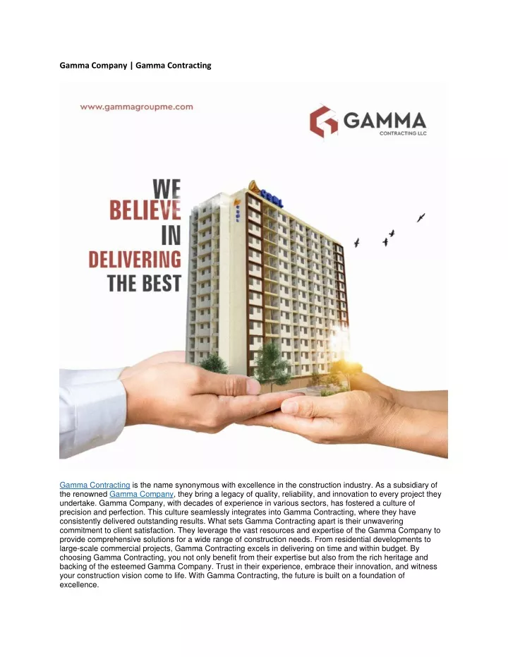 gamma company gamma contracting
