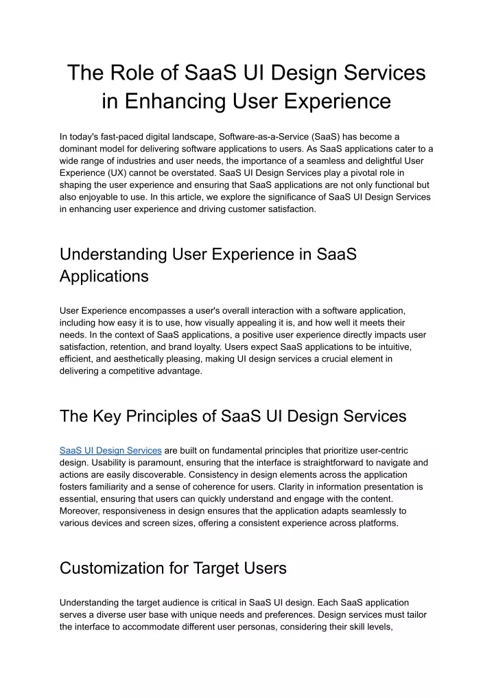 the role of saas ui design services in enhancing