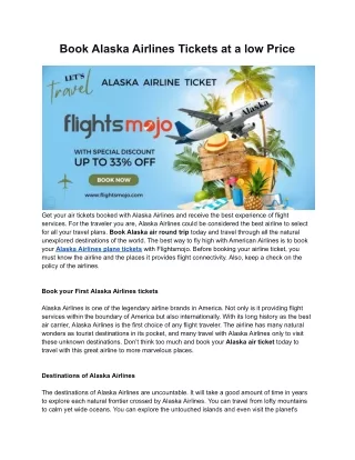 book alaska airlines tickets at a low price
