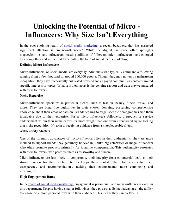 unlocking the potential of micro influencers