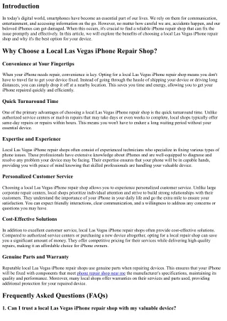 The Benefits of Choosing a Local Las Vegas iPhone Repair Shop