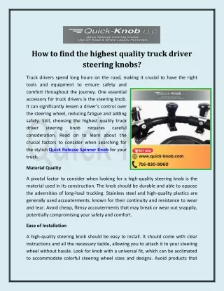 How to find the highest quality Truck Driver steering knobs?
