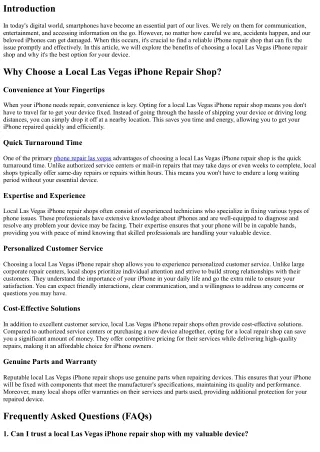 The Benefits of Choosing a Local Las Vegas iPhone Repair Shop