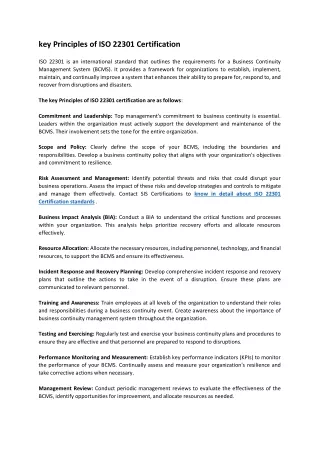key principles of iso 22301 certification