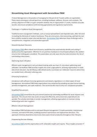 Streamlining Asset Management with ServiceNow ITAM 