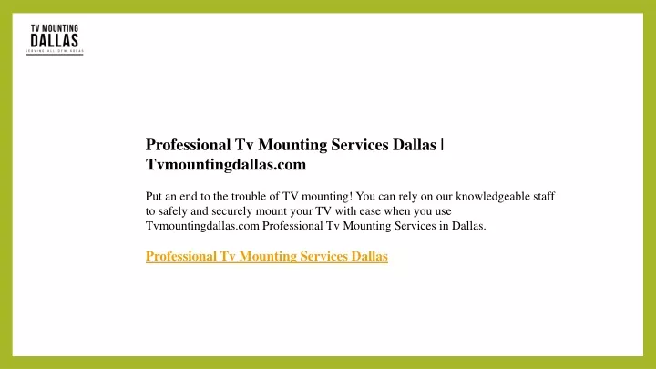 professional tv mounting services dallas