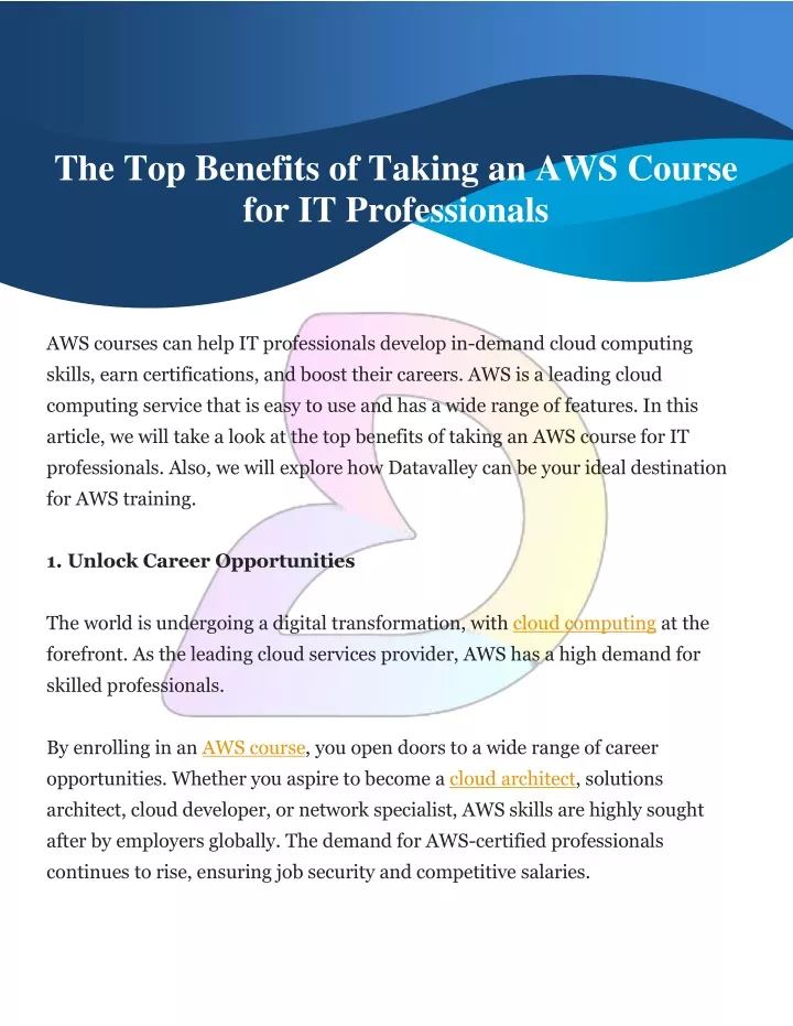 the top benefits of taking an aws course