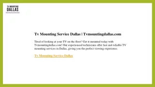 Tv Mounting Service Dallas  Tvmountingdallas.com