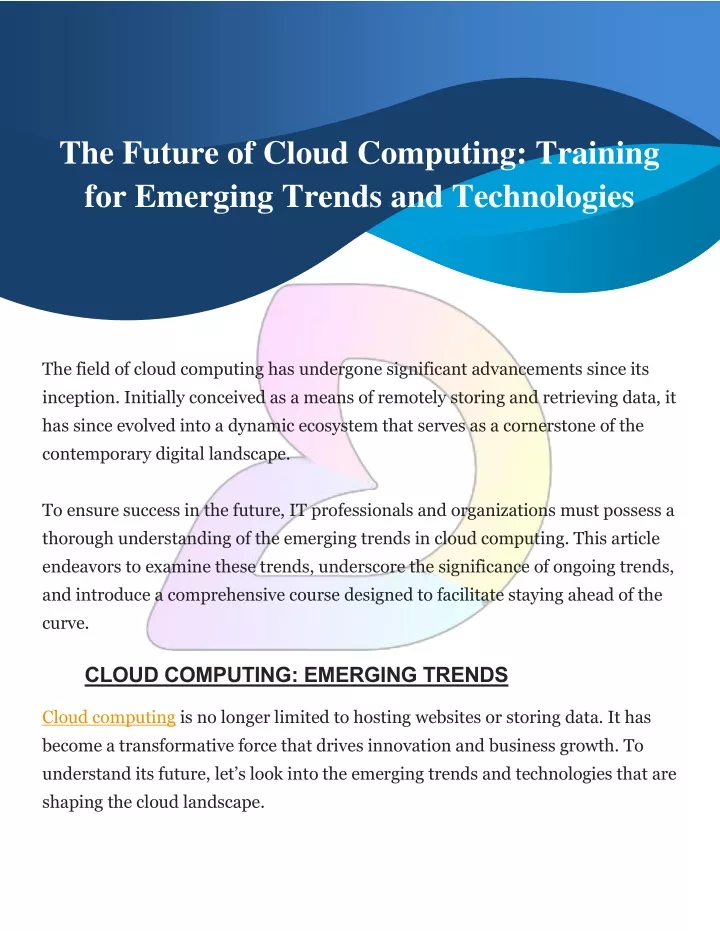 the future of cloud computing training