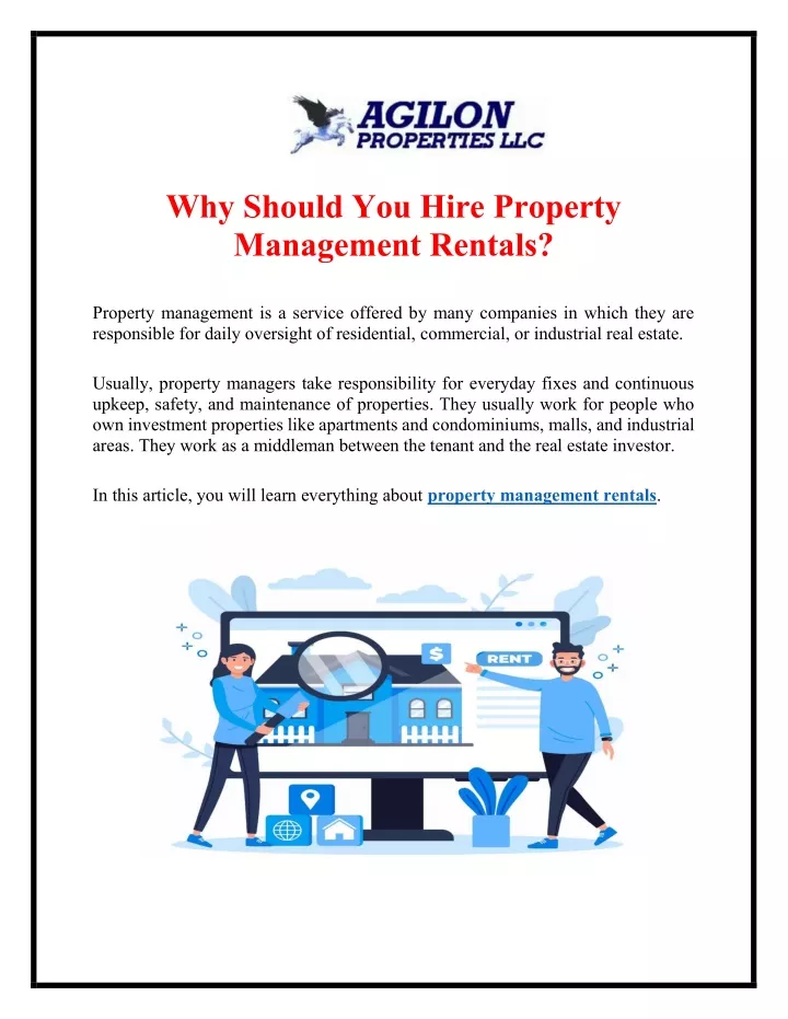 why should you hire property management rentals