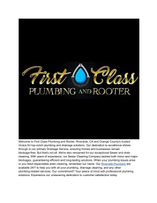 First Class Plumbing and Rooter