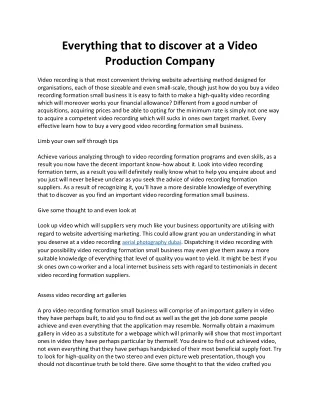 Everything that to discover at a Video Production Company