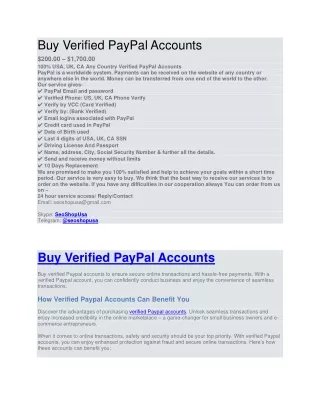 Buy Verified PayPal Accounts