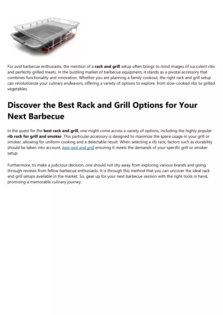 for avid barbecue enthusiasts the mention