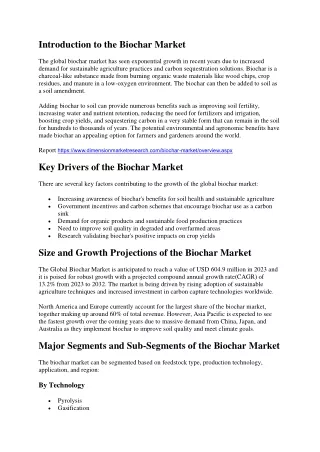 introduction to the biochar market