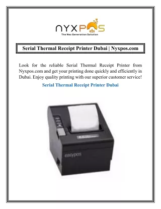Serial Thermal Receipt Printer Dubai  Nyxpos.com