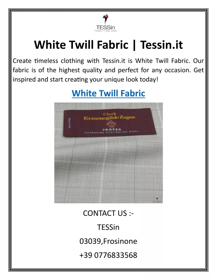 white twill fabric tessin it