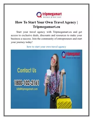 How To Start Your Own Travel Agency