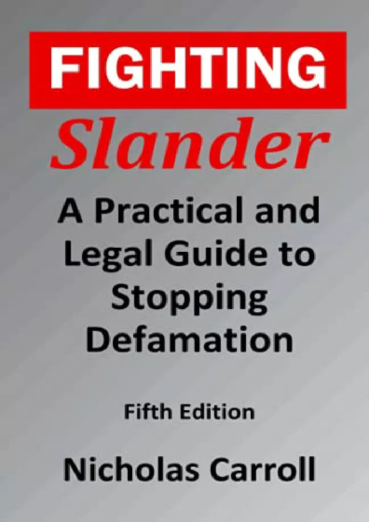 fighting slander a practical and legal guide
