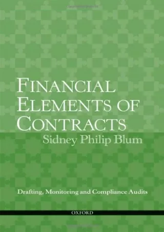 READ [PDF] Financial Elements of Contracts: Drafting, Monitoring and Compli