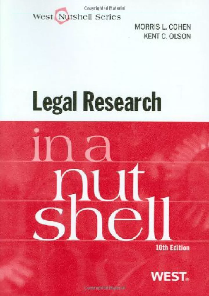 legal research in a nutshell 10th nutshell series