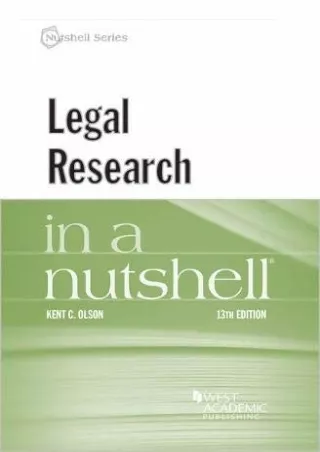 PDF Legal Research in a Nutshell (Nutshells) ebooks