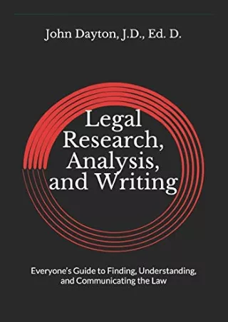 (PDF/DOWNLOAD) Legal Research, Analysis, and Writing: Everyone’s Guide to F