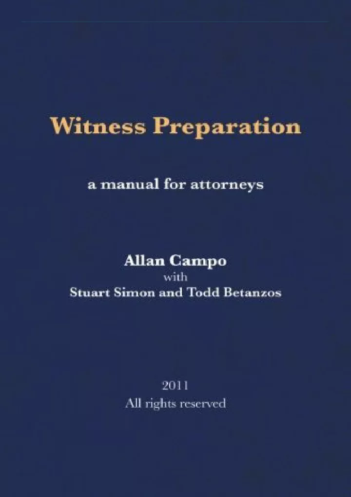 witness preparation a manual for attorneys