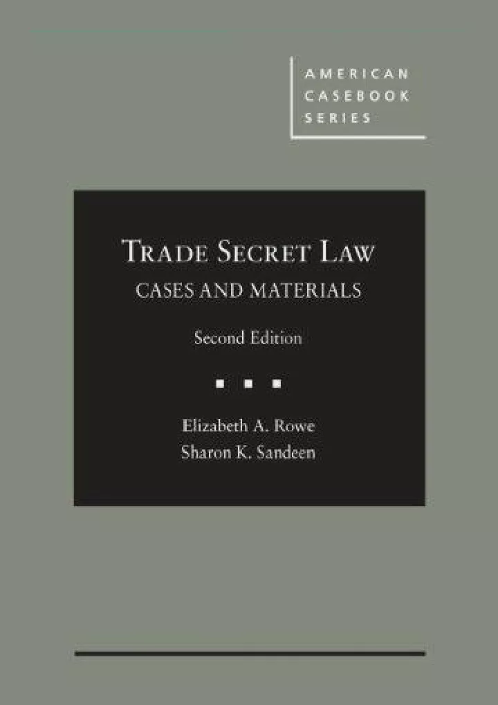 cases and materials on trade secret law american