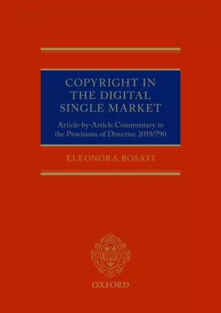 [PDF] DOWNLOAD EBOOK Copyright in the Digital Single Market: Article-by-Art