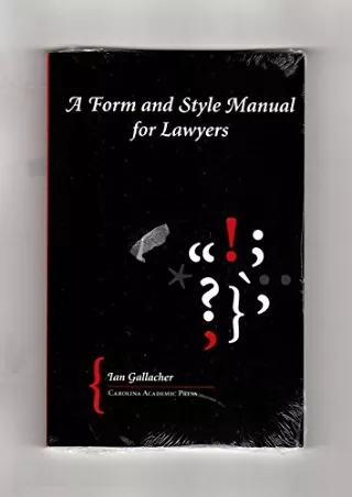 Epub A Form And Style Manual for Lawyers