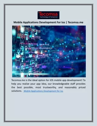 Mobile Applications Development For Ios | Tecomsa.me