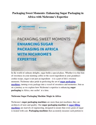 Packaging Sweet Moments Enhancing Sugar Packaging in Africa with Nichrome's Expertise