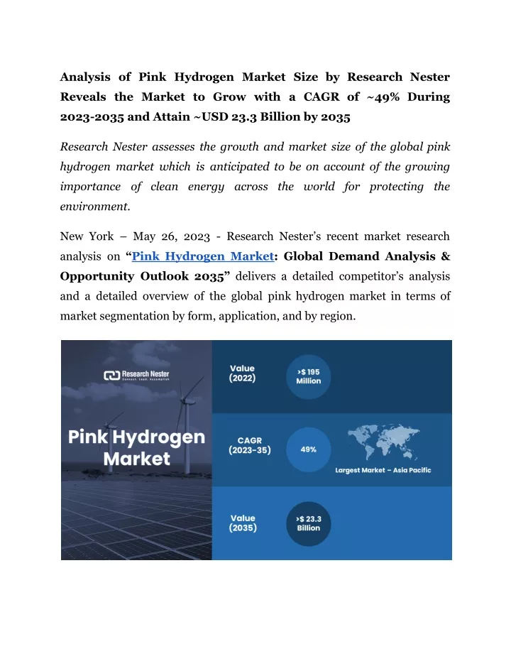 analysis of pink hydrogen market size by research