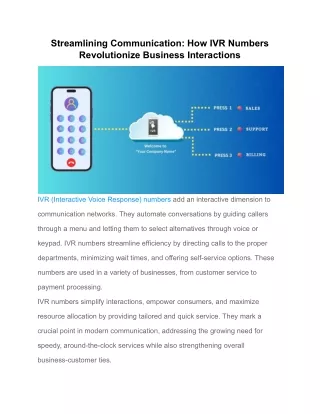 IVR Number : Transform Business Communication with MCUBE