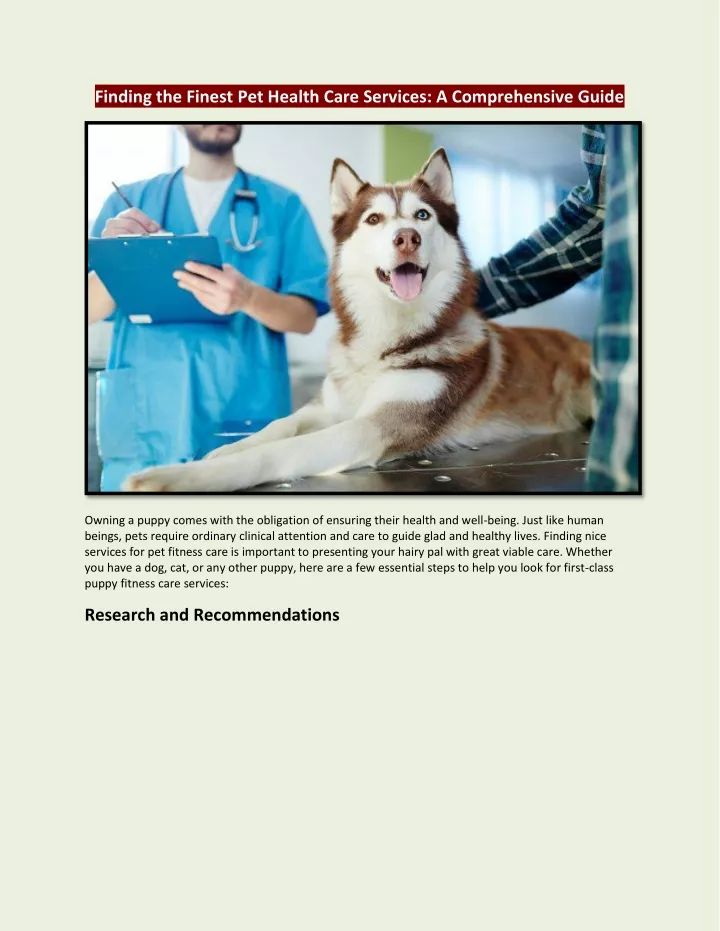 finding the finest pet health care services