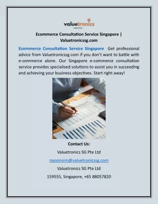 Ecommerce Consultation Service Singapore | Valuetronicssg.com